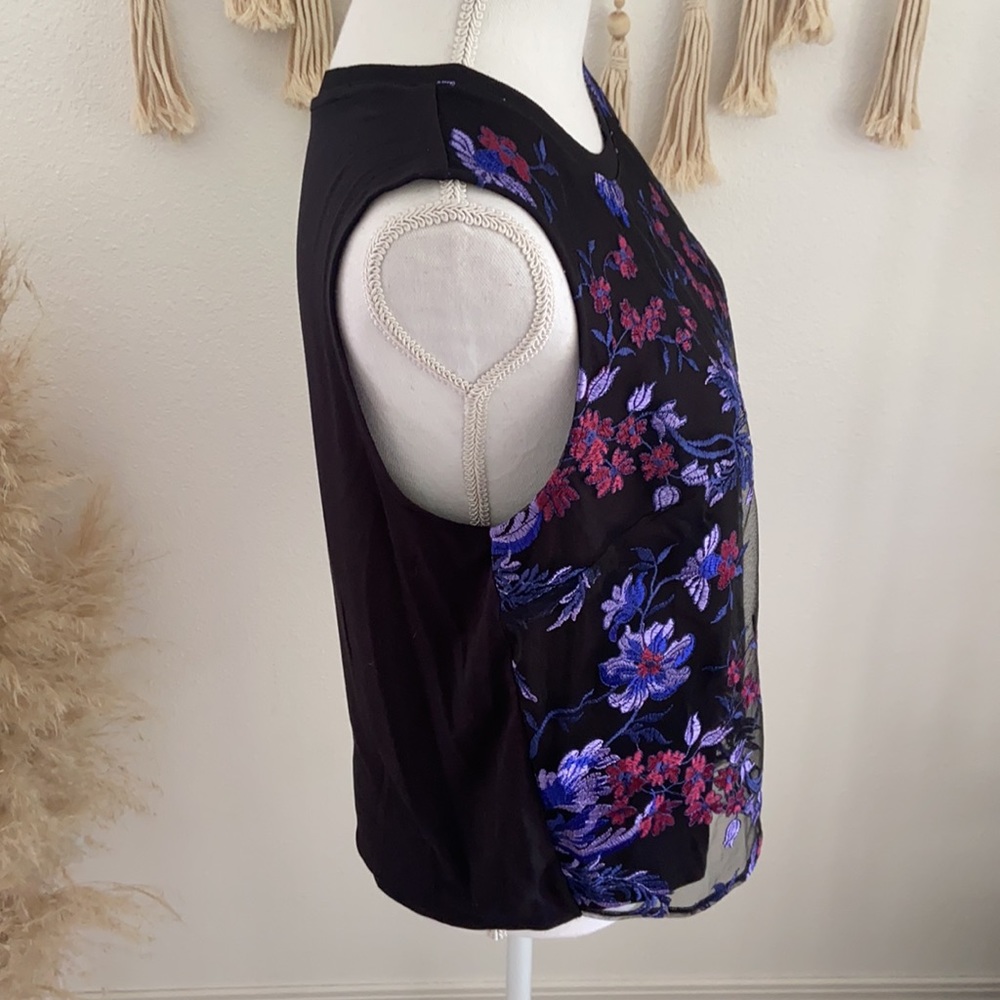 Target a new day black sleeveless top embroidery mesh overlay lace large - Picture 11 of 16
